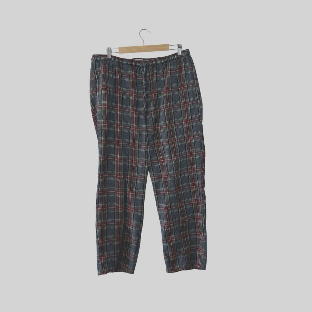 LL Bean Large Pajama Pants Flannel Plaid Lounge Cotton Elastic Waist Mens